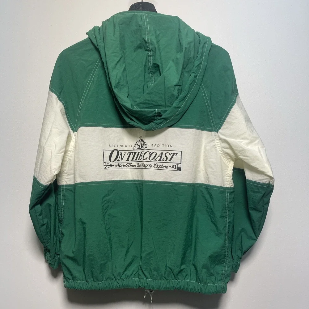 Gap Kids Sailing Style Nautical Windbreaker Green White Stripe XL Lightweight